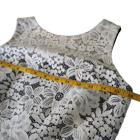 Lauren Ralph Lauren Womens Lace Bodice‎ Dress Petite Size 4P Navy Blue Sheath - Picture 7 of 8